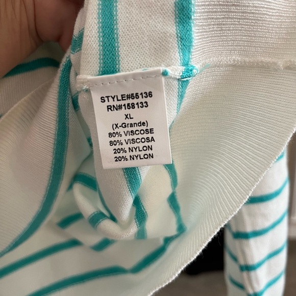 Staccato White and Teal Striped Top - Picture 2 of 2